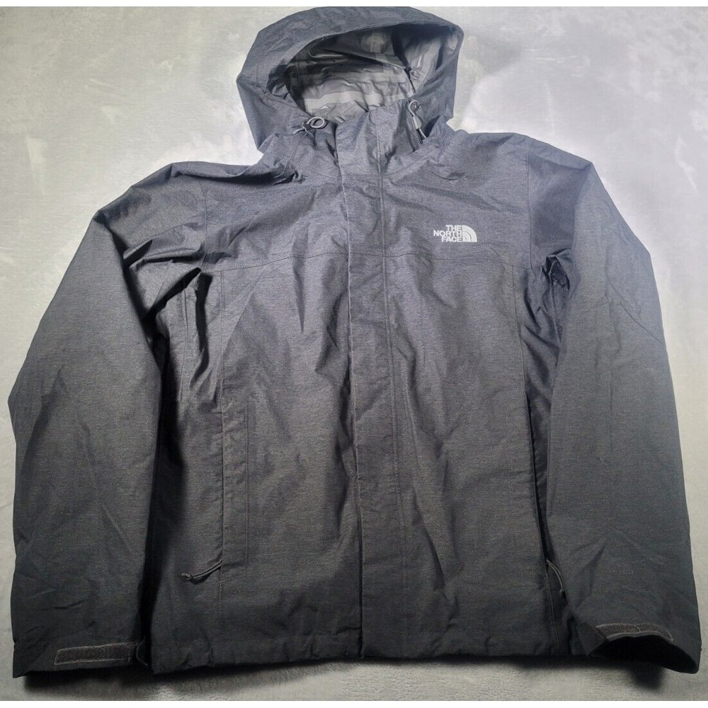 North Face Jacket Mens S Gray Softshell Waterproof Dryvent Full Zip Vented Hood